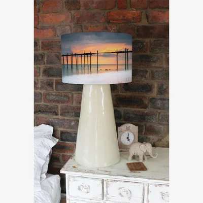 The Range Wood Bridge Sunset At Sea Thailand Designer Lamp  Ceiling Stylish Shade - Orange / 25cm