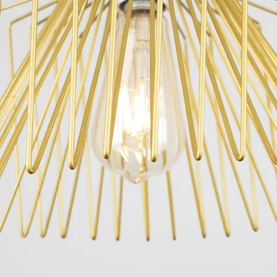 The Range Modern Gold Non Electric Metal Wire Design Cylinder Shaped Light Pendant Shade - Gold