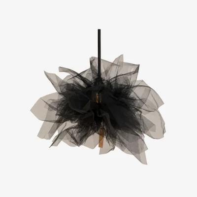The Range CGC Odette Black 60cm Oversized Ruffle Layered Cloud Style Tulle Silhouette Lampshade - Black
