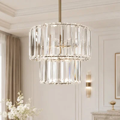 The Range Tiered Crystal Effect Acrylic Easy-Fit Lampshade Clear - Clear