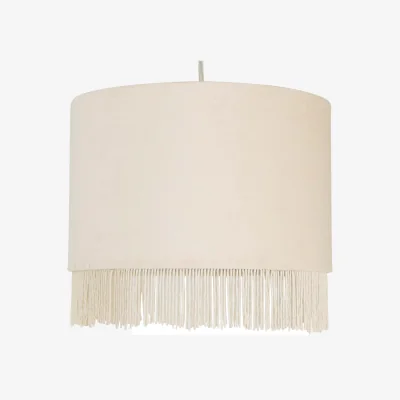The Range First Choice Lighting Fringed Easy Fit Fabric Pendant Shade - Off White Velvet