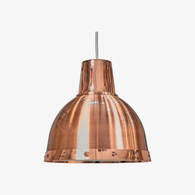 The Range Retro Style Polished Copper Metal Domed Ceiling Pendant Light Shade - Copper