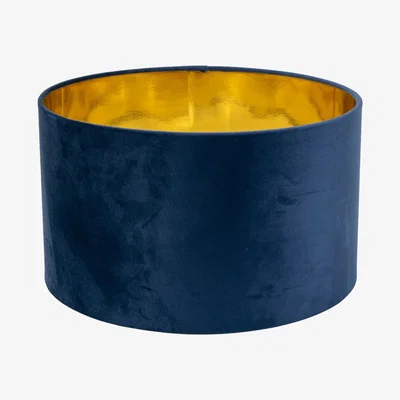 The Range Reni Medium Velvet Ceiling Shade Metallic Inner - Navy Blue