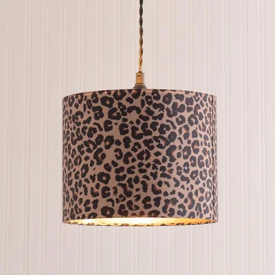 The Range Oasis Small Giraffe Print Metallic Inner Ceiling Drum Lamp Shade and LED Bulb - Brown