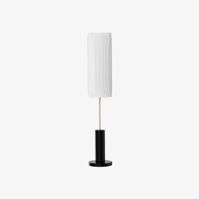 The Range Height Fabric Lampshade Floor Lamp with Foot Switch - Black and White