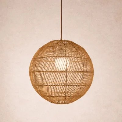The Range CGC ARIBA Brown 35cm Round Globe Rattan Weave LampshadeCGCBAI8013 - Rattan