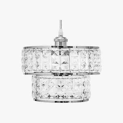 The Range Modern 2 Tier Sparkly Acrylic Drum Lampshade - Clear