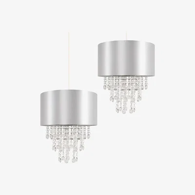 The Range Pair Of Acrylic Jewel Effect Droplet Grey Ceiling Pendant Light Shades - Grey