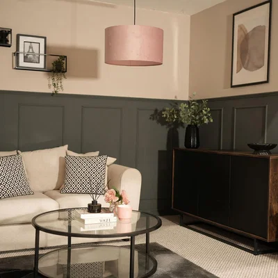 The Range Reni Large Pink Velvet Pendant Shade - Pink