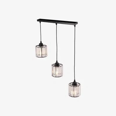 The Range Livingandhome Cylinder Lampshade Crystal Chandelier,Rectangular Ceiling Plate - Black