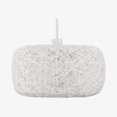 The Range Modern Off White Lattice Wicker Rattan Doughnut Ceiling Pendant Light Shade - White