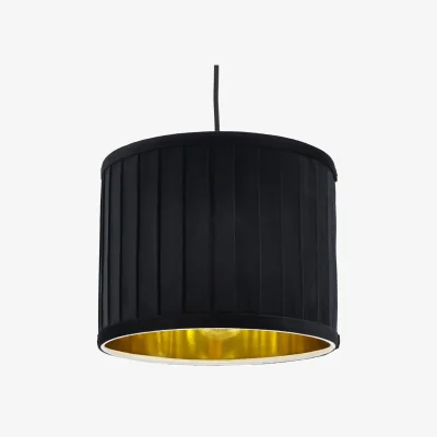 The Range Sundance Black Velvet Pleated 25cm Lamp Shade With Gold Inner - Black