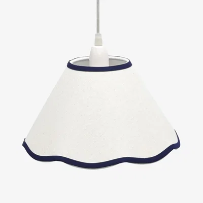 The Range Libby Natural Linen With Navy Blue Trim 27cm Pendant Or Lamp Shade - White & Blue