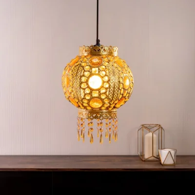 The Range Bazaar Moroccan Jewelled Ceiling Lamp Shade - Gold / 0.75kg