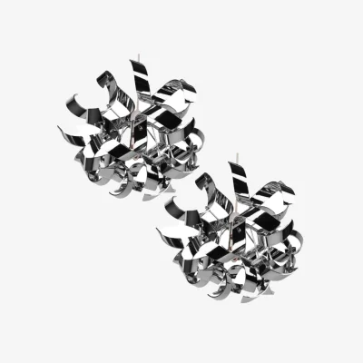The Range Set Of 2 Ribbon Easy Fit Metal Pendant Shades - Chrome