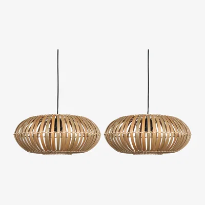 The Range Set Of 2 Loren Easy Fit Pendant Shades - Natural Bamboo