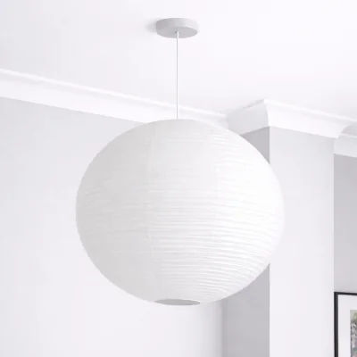 The Range CGC Sybil White Linen Large Round Globe Easy Fit Hand Made Lampshade - White