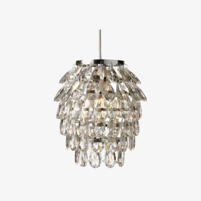 The Range Pineapple Easy Fit Jewelled Pendant Shade - Clear Acrylic With Polished Chrome Plate Detail