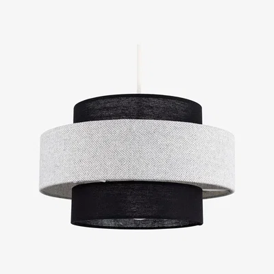 The Range Weaver Black And Grey Herringbone Ceiling Pendant Shade - Grey