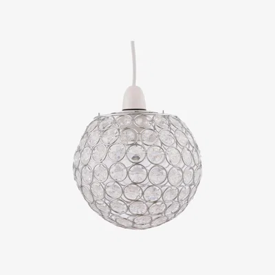 The Range Crown Easy Fit Jewelled Pendant Shade - Clear Acrylic With Polished Chrome Plate Detail