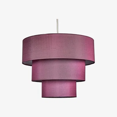 The Range 3 Tier Purple Faux Silk Ceiling Pendant Light Shade - Purple