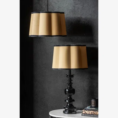 Rockett St George Parchment & Black Scalloped Lampshade