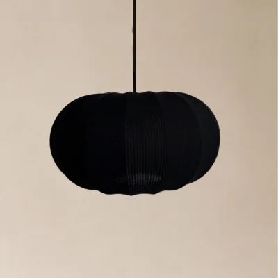The Range CGC LILA Black Oval Stretch Ribbed Cotton Fabric Lampshade - Black
