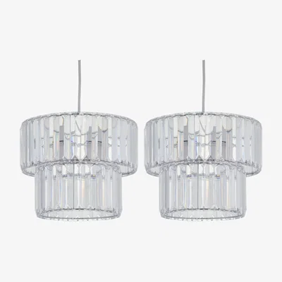 The Range Set Of 2 Clint Clear Acrylic Two Tier Easy Fit Pendant Shades - Clear