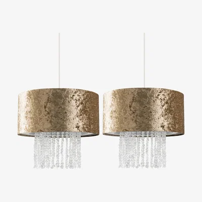 The Range Pair of Gold Ceiling Pendant Droplets Shade - Gold