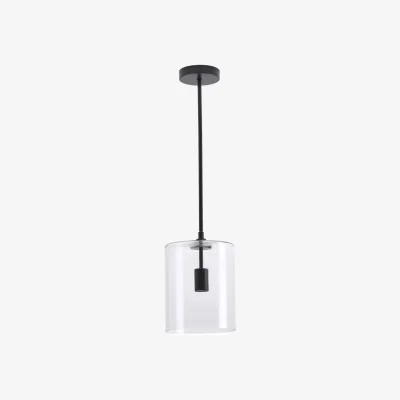 The Range Matte Black Pendant with Clear Glass Lampshade - Matte Black