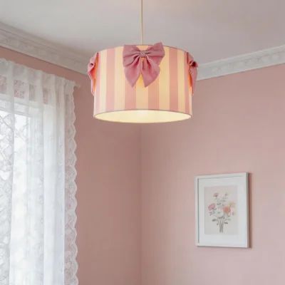 The Range Stripe Bow Lamp Shade - Pink