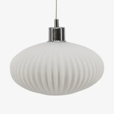 The Range Baton Easy Fit Glass Pendant Shade - White Ribbed Glass