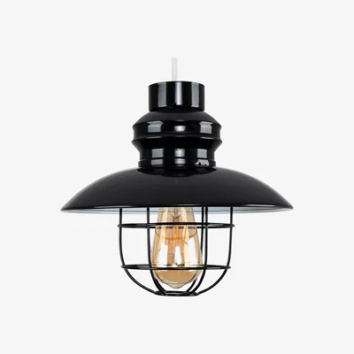 The Range Modern Black Metal Fisherman's Style Ceiling Pendant Light Shade - Black