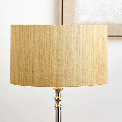 The Range Slubbed Faux Silk Gold Lined Cylinder Lampshade - Gold / 35cm
