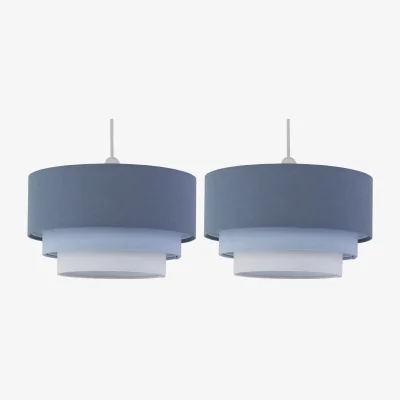 The Range Set Of 2 Gabi Easy Fit Fabric Pendant Shades - Blue Ombre Linen