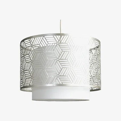 The Range White And Grey Geometric Design Cylinder Ceiling Pendant Light Shade - Grey