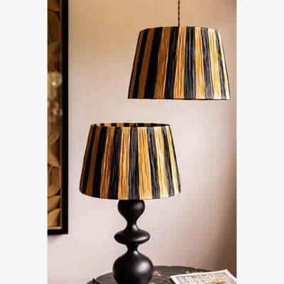 Rockett St George Raffia Black & Natural Stripe Lampshade