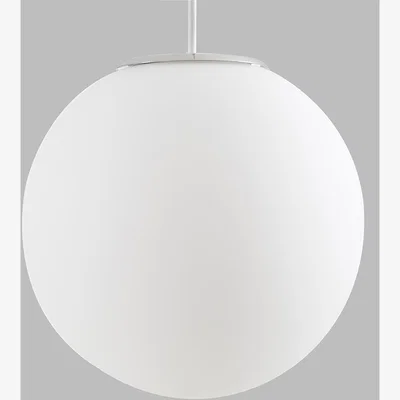 The Range Modern Large White Glass Globe Ceiling Pendant Light Shade - Silver