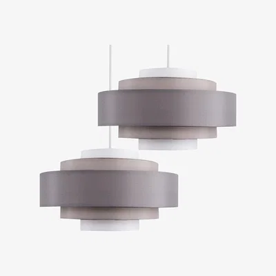 The Range Pair Of Modern 3 Tone Grey 5 Tier Cylinder Ceiling Pendant Light Shades - Grey
