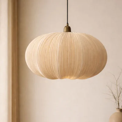 The Range CGC Palmira Champagne Large Oval Stretch Ruffled Silk Fabric Lampshade - Champagne