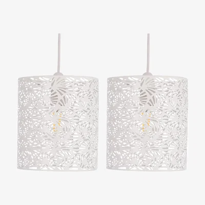 The Range Set Of 2 Maui Easy Fit Metal Pendant Shades - White Paint