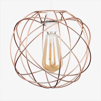 The Range Retro Style Copper Metal Basket Cage Ceiling Pendant Light Shade - Copper