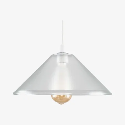 The Range Retro Style Clear Glass Tapered Ceiling Pendant Light Shade - Silver