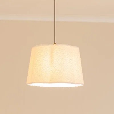 The Range Amy Cream Boucle Scallop Shape Ceiling Floor Table Lamp Shade with LED Bulb - Cream