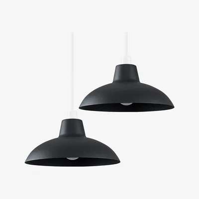 The Range Pair Of Black Metal Easy Fit Living Room Bedroom Ceiling Pendant Light Shades - Black