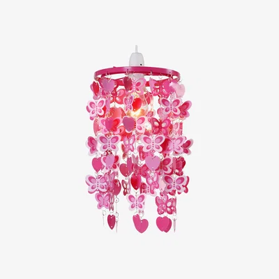 The Range Pink Ceiling Pendant Hearts And Butterflies Shade - Pink