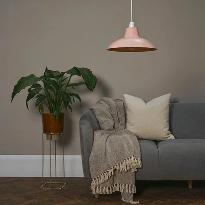 The Range Pair Of Retro Style Pink Metal Easy Fit Ceiling Pendant Light Shades - Pink