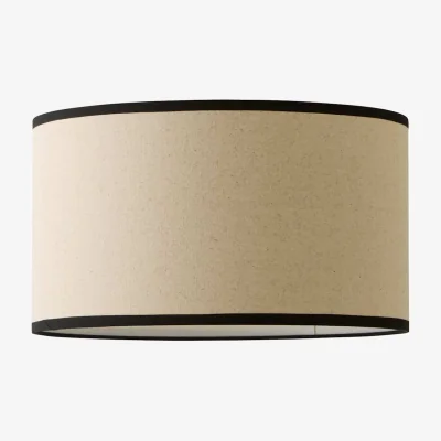 The Range Eva Natural Linen with Trim Drum Light Shade - Black / Plastic