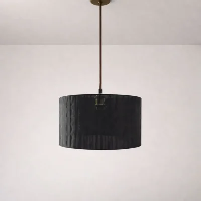 The Range CGC Sylvie Silk Pleated Black Round Drum Lamp Shade - Black