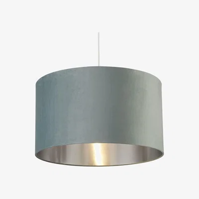 The Range Thames Sage Green Velvet Drum Shade - Sage